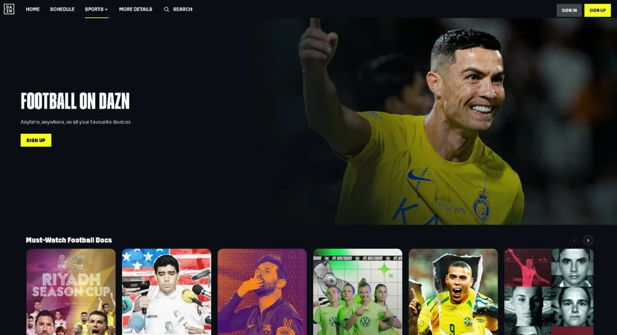 DAZN Homepage