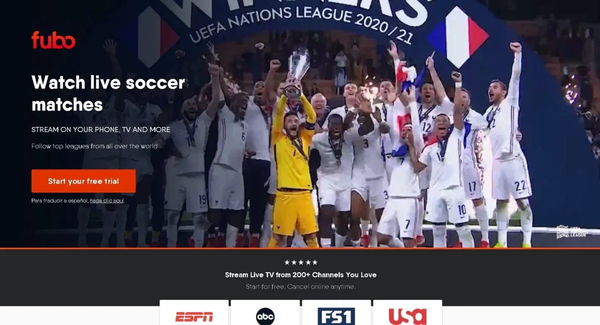 FuboTV Homepage